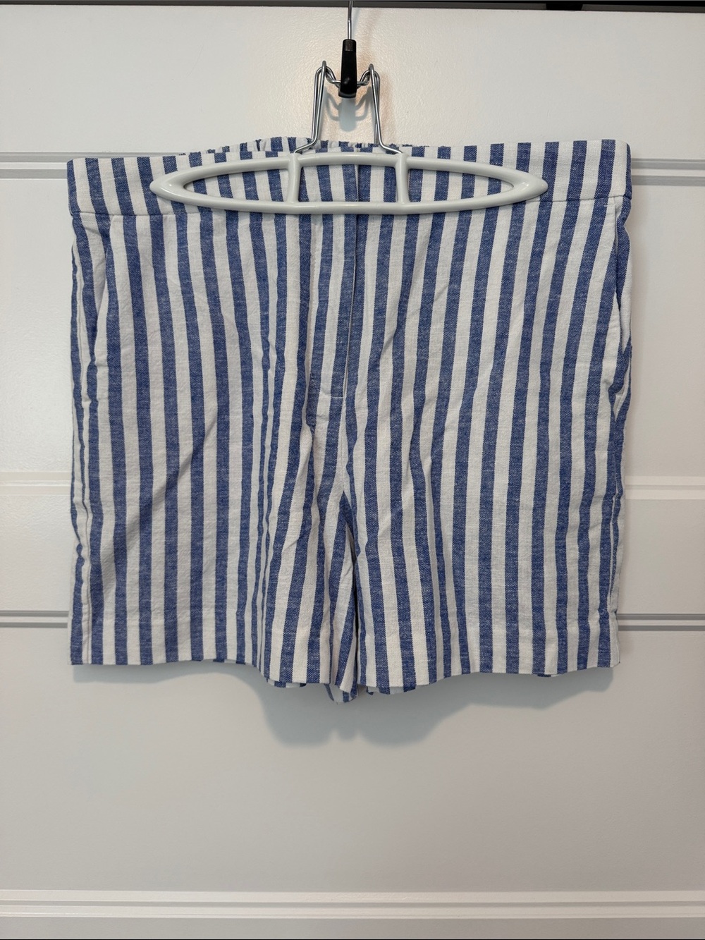 J. Crew Navy and White Vertical Stripe Bermuda Shorts